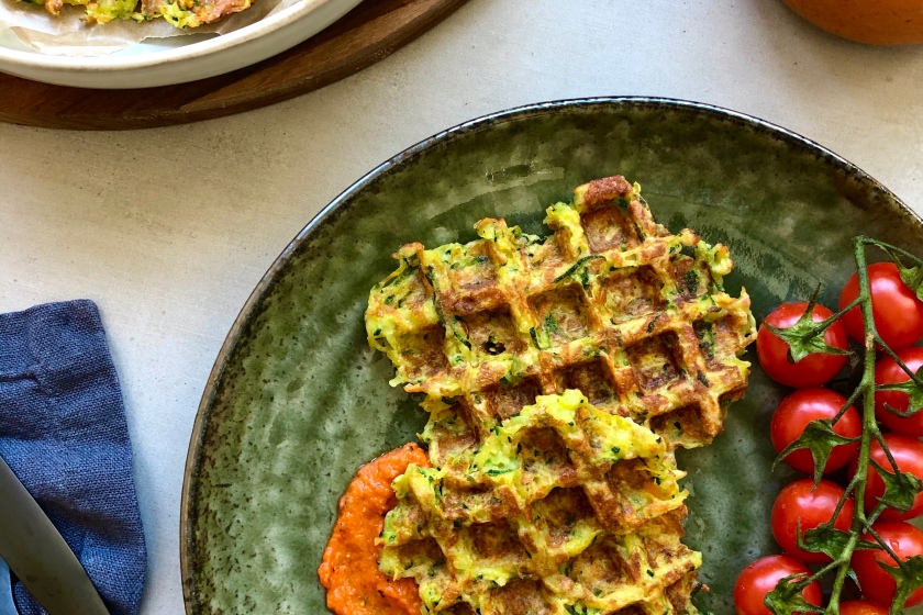 Courgette and Halloumi Waffles recipe